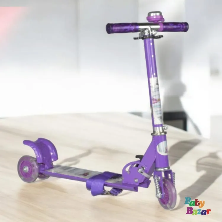 3 Wheel Folding And Adjustable Scooty With Light For Kids - Purple