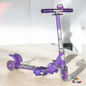 3 Wheel Folding And Adjustable Scooty With Light For Kids - Purple