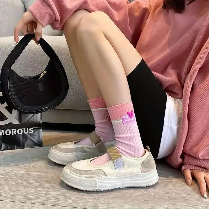4 Pairs Women’s Dopamine Color Socks – Trendy Patchwork
