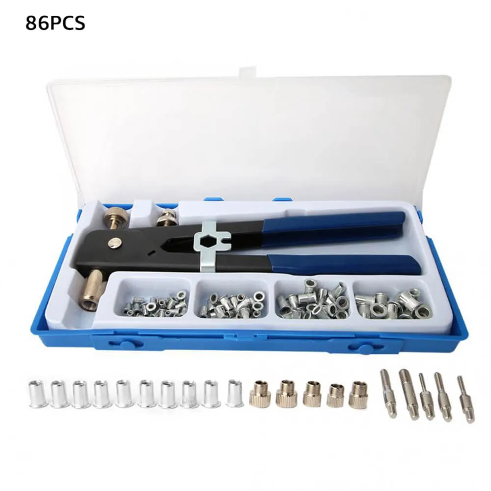 86pcs Rivet Nut Gun Nut Setter Kit Hand Riveter Rivnut Setting