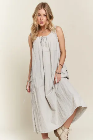 ADORA Drawstring Slit Back Cargo Dress