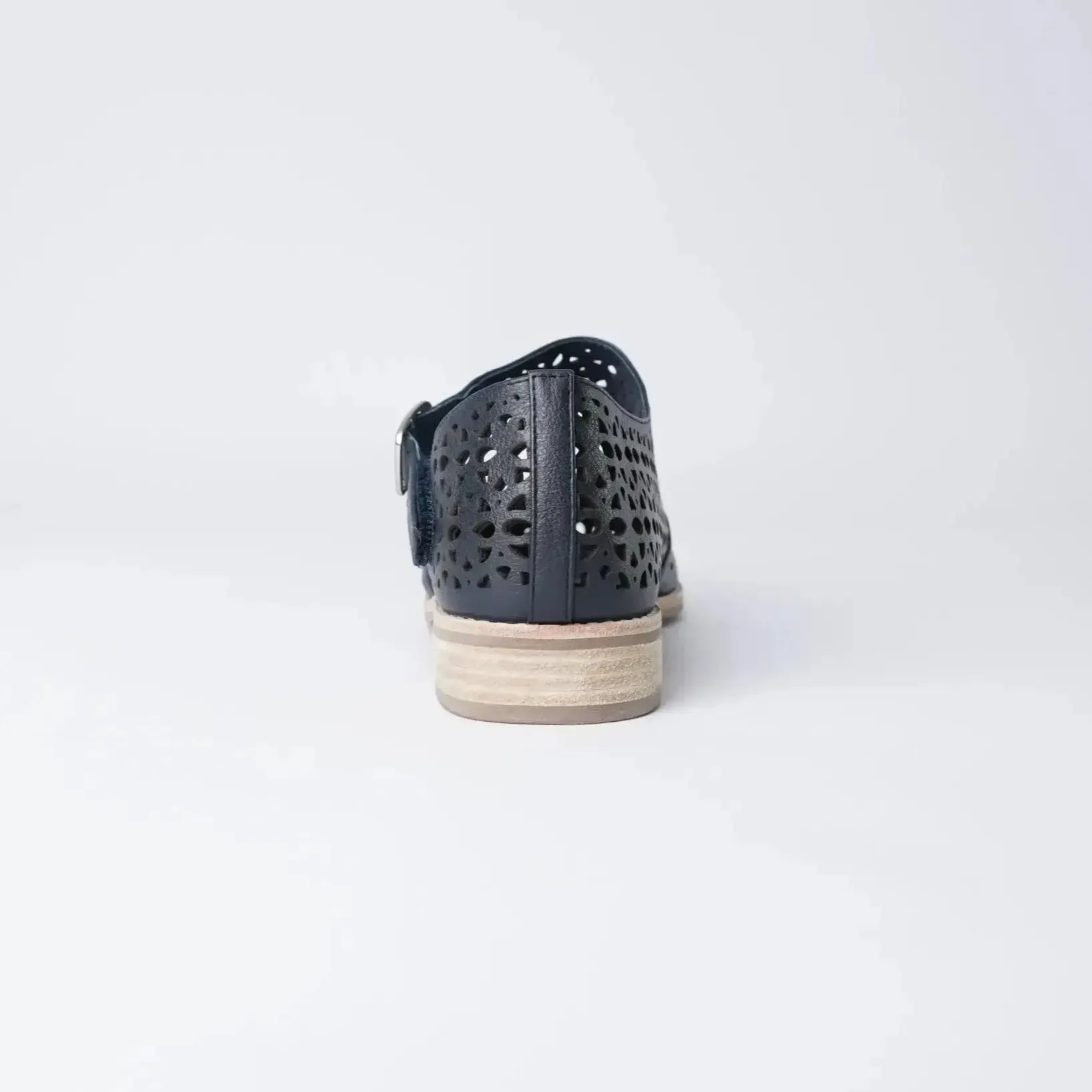 Albion Navy Leather Flats