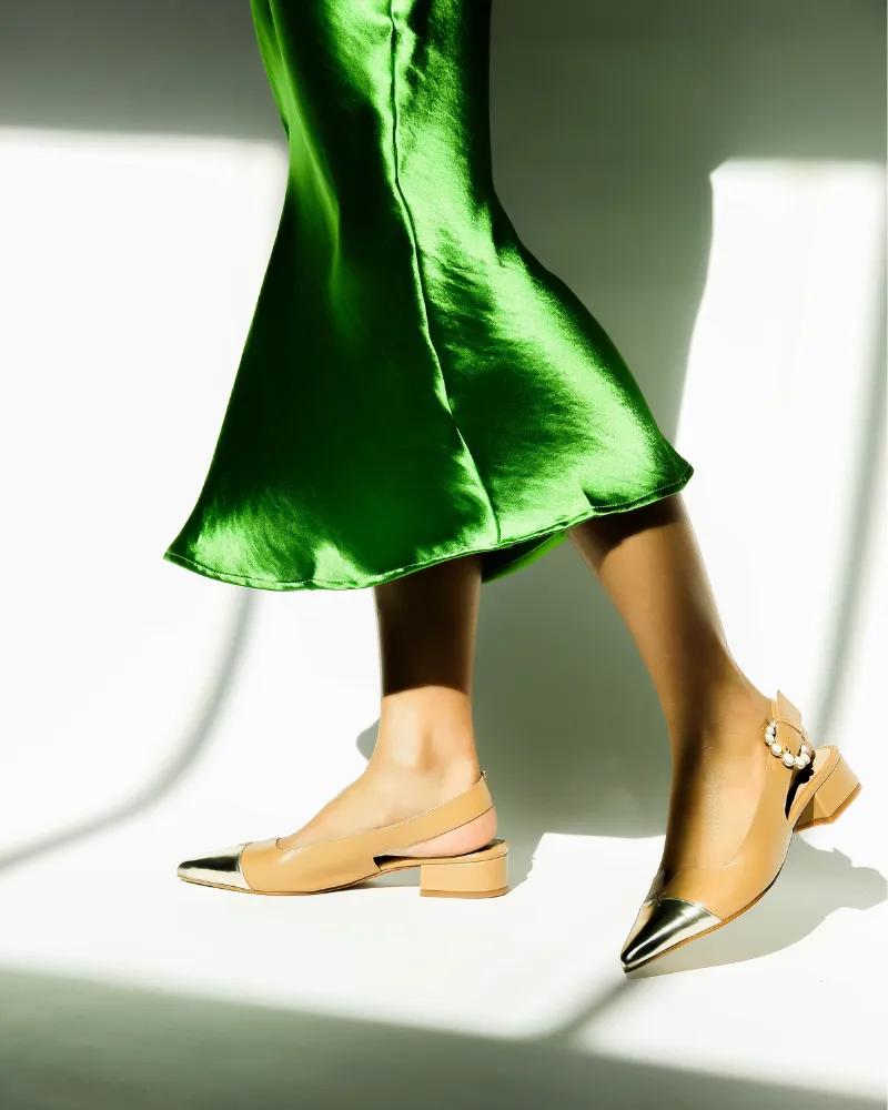 Alicia Tan & Gold Flats