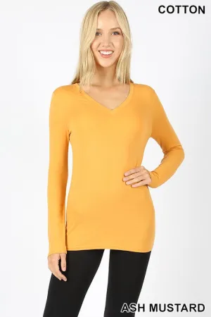 Anywhere You Go Ash Mustard V-Neck Top (Size Small)