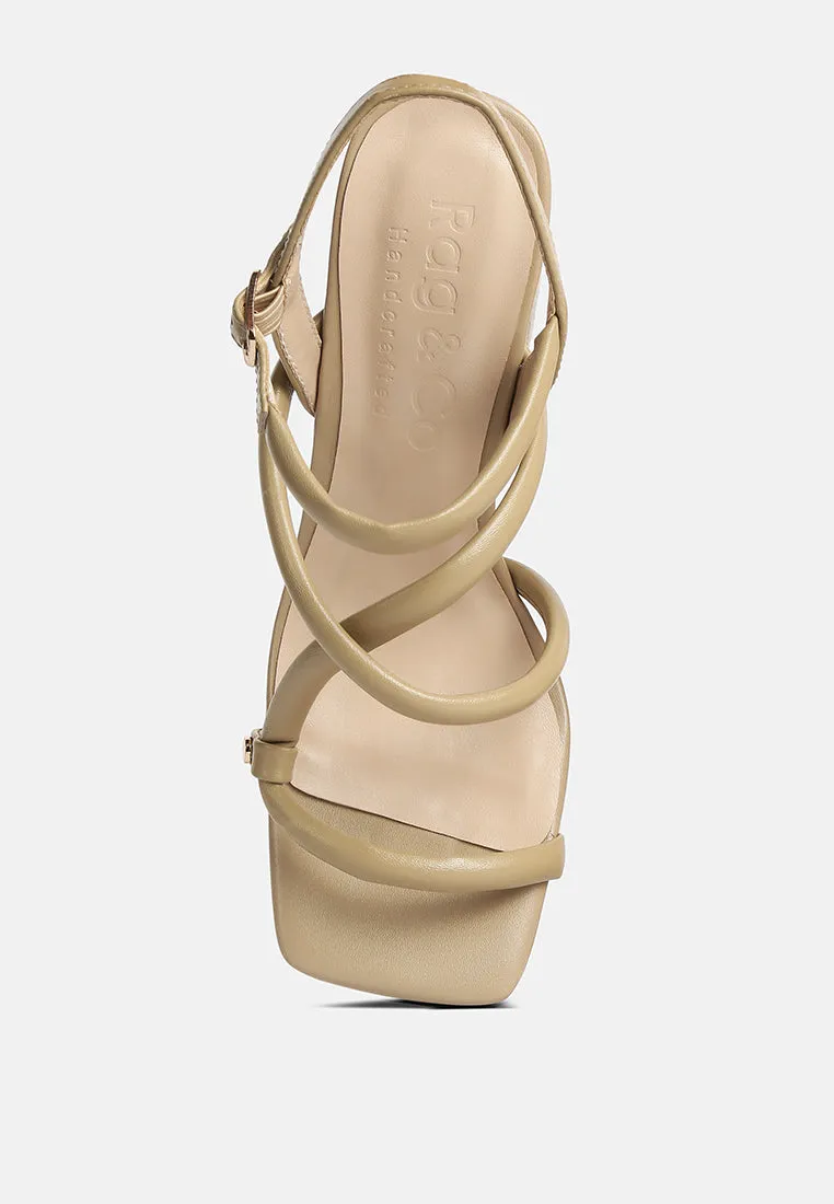 artha open square toe block heel sandals