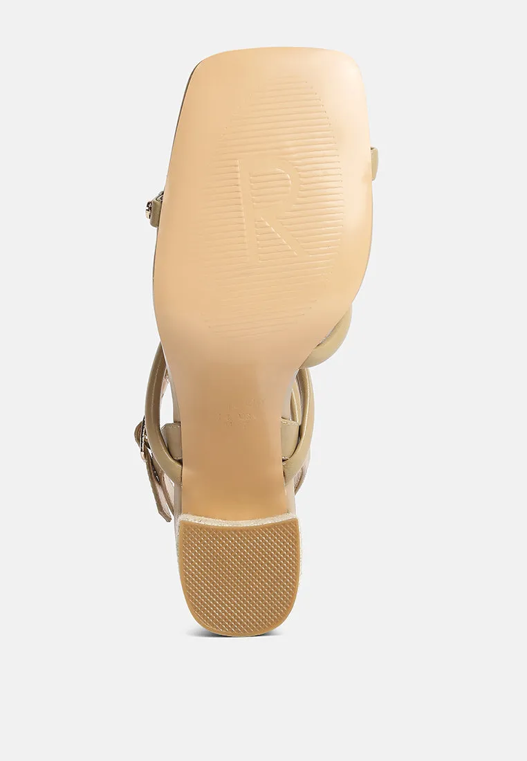 artha open square toe block heel sandals