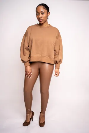 Balloon Sleeve Sweatshirt (Black and Camel)