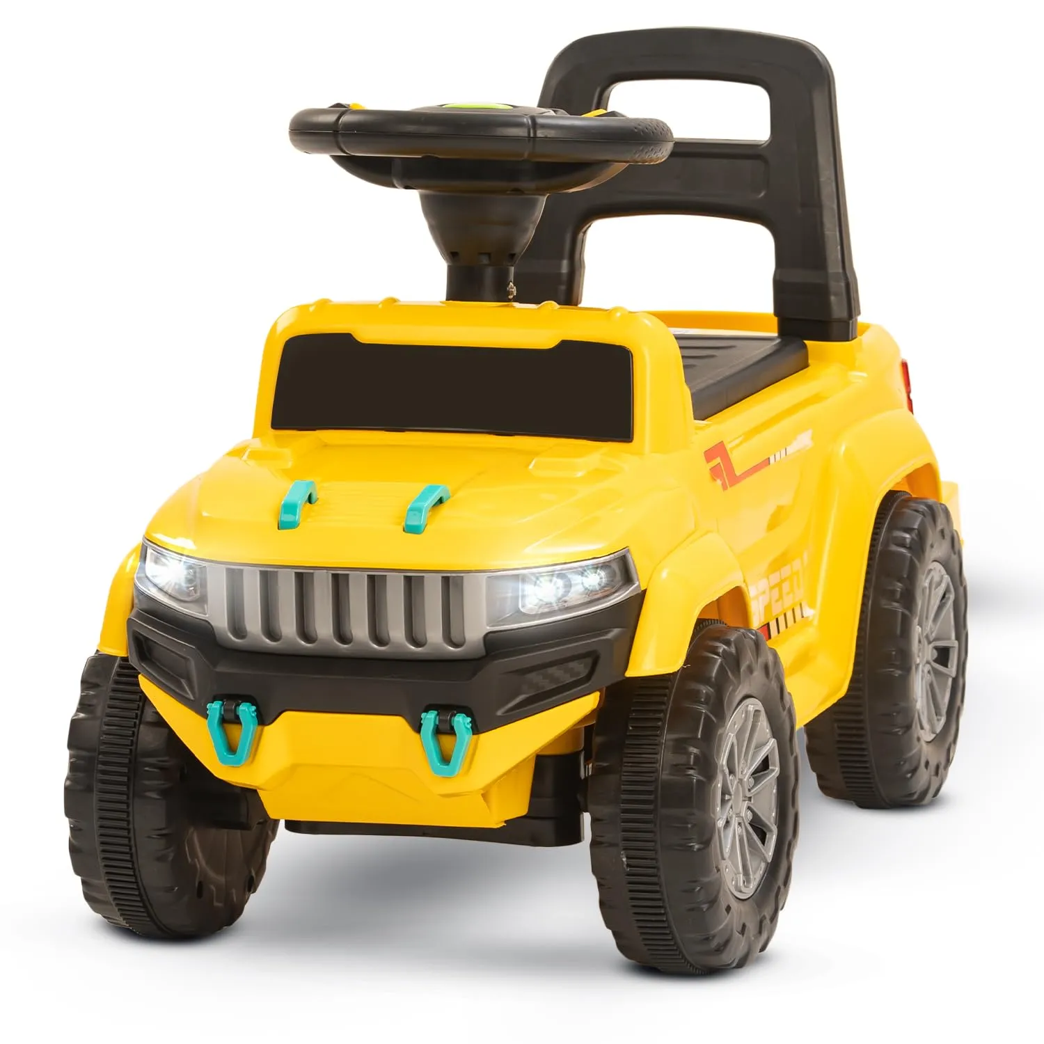 BAYBEE Baby Ride On Car for Kids,Push Ride On Toy Jeep with Music&Led Light,Toddlers Push Ride Baby Kids Car with Backrest,Under Seat Storage to Steering Wheel Drive 1 to 4 Years Old Kids (Speedy)