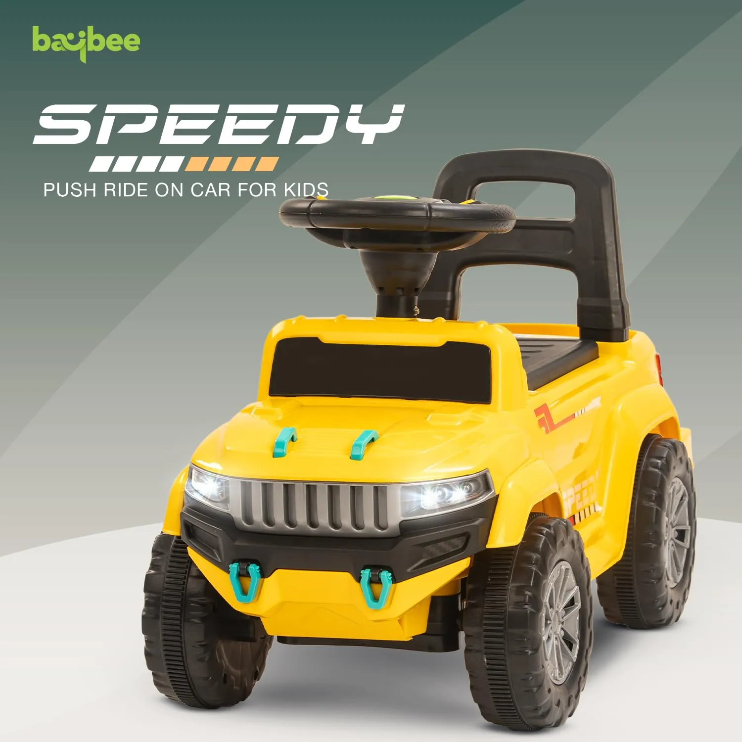 BAYBEE Baby Ride On Car for Kids,Push Ride On Toy Jeep with Music&Led Light,Toddlers Push Ride Baby Kids Car with Backrest,Under Seat Storage to Steering Wheel Drive 1 to 4 Years Old Kids (Speedy)