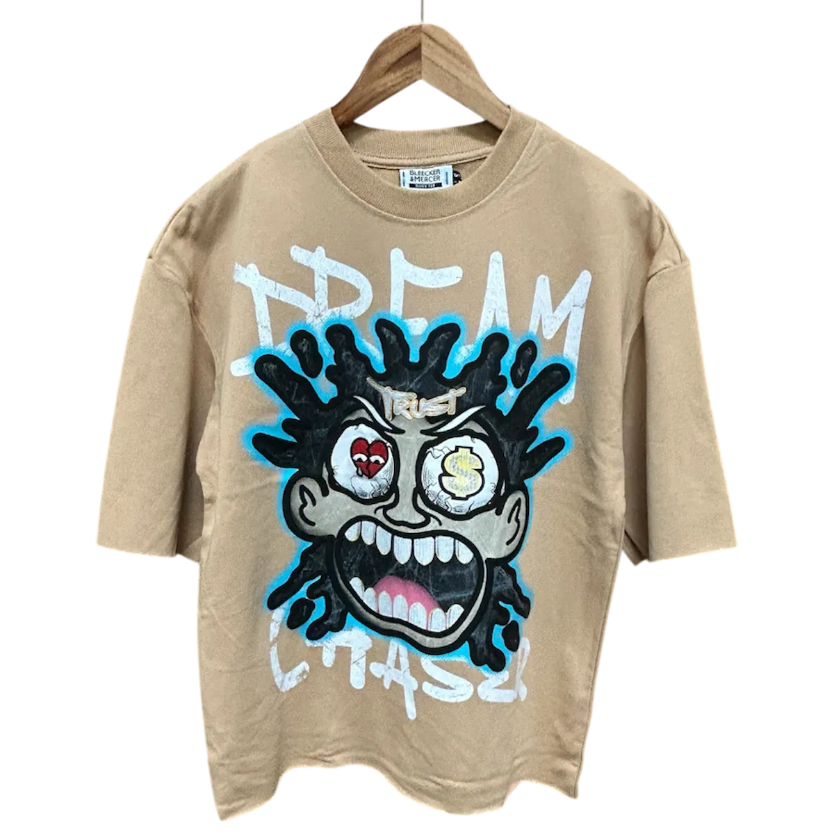 BLEECKER & MERCER DREAM CHASER CROPPED OVERSIZE T-SHIRTS KHAKI