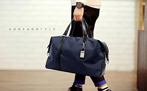 BOPAI-BO | Boston Bag Travel Tote Duffel Bag Carry on Bag Weekender Overnight Bag (Navy)