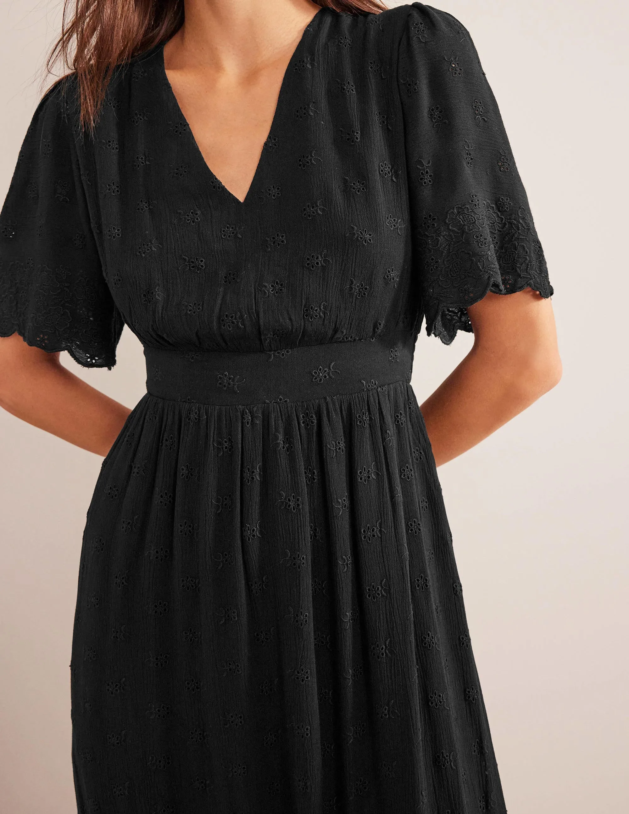 Broderie Maxi Dress-Black