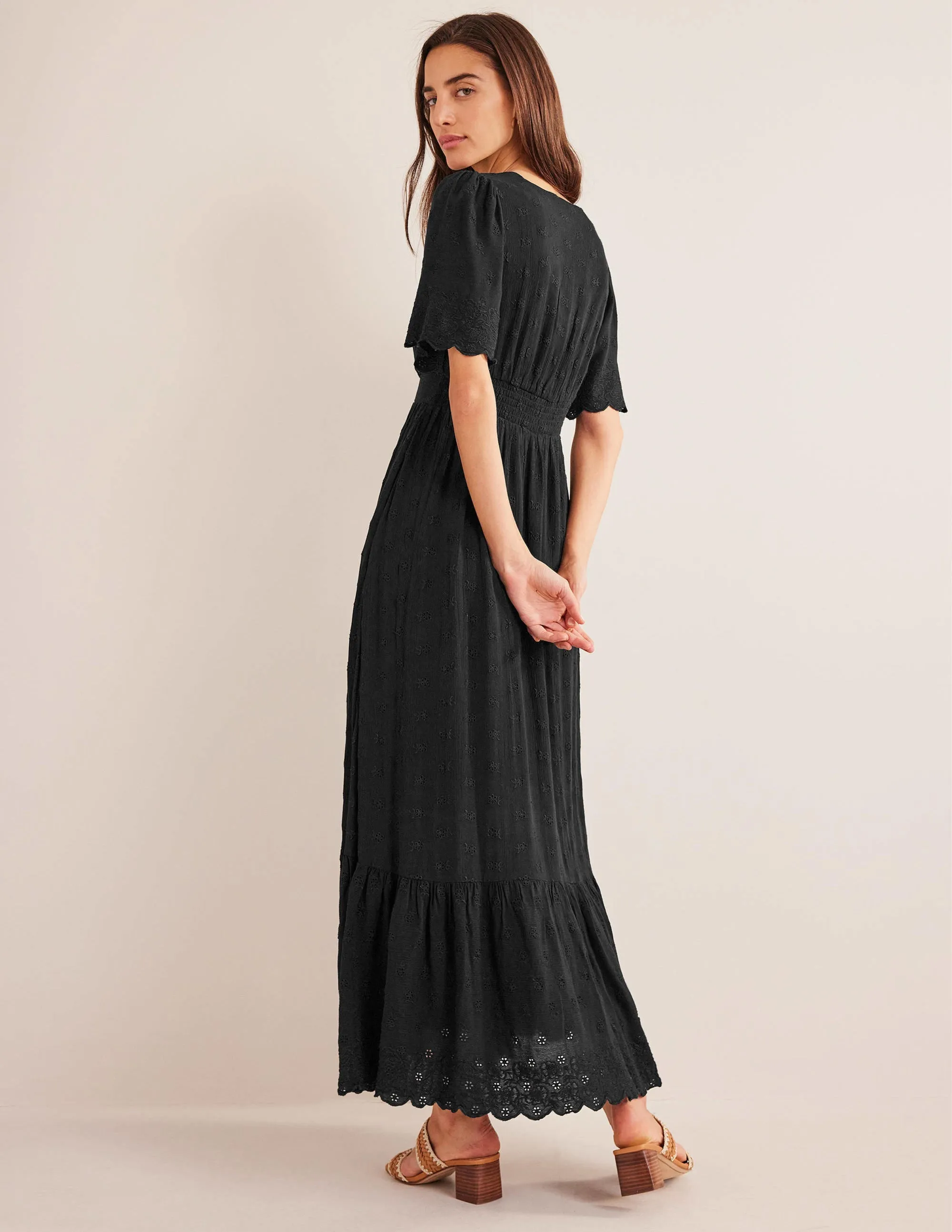 Broderie Maxi Dress-Black