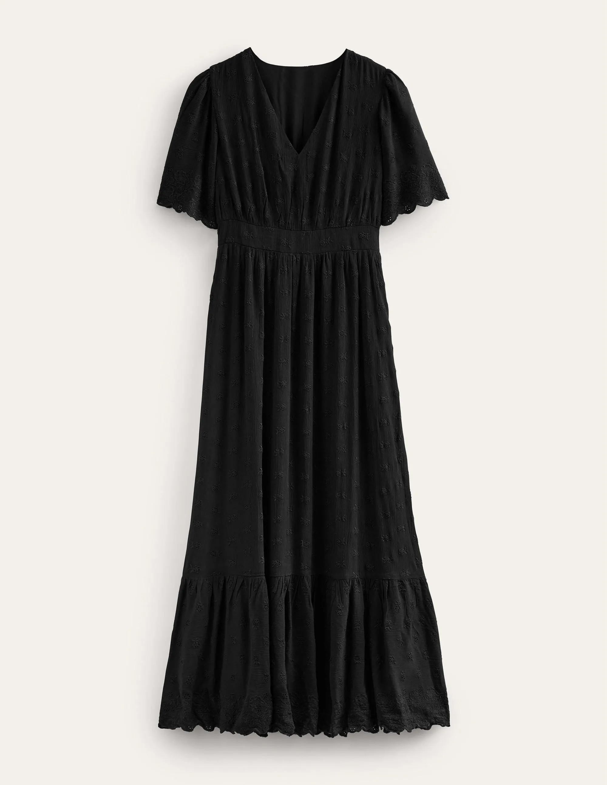 Broderie Maxi Dress-Black