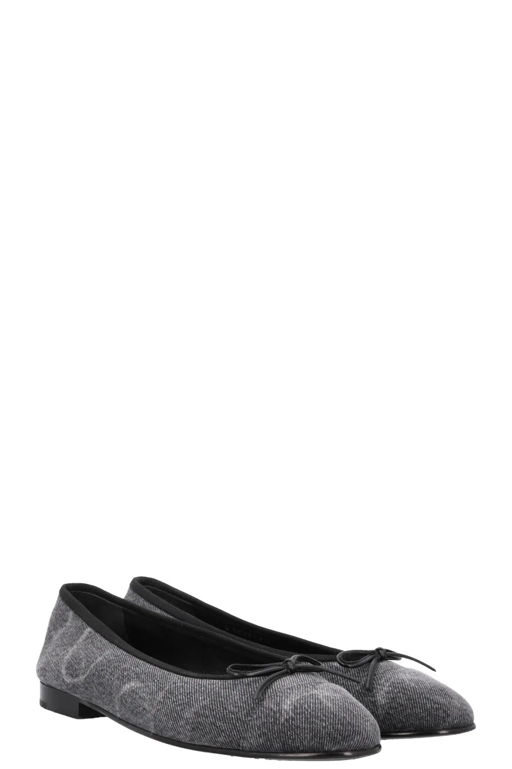 CHANEL Classic Ballet Flats Denim Grey