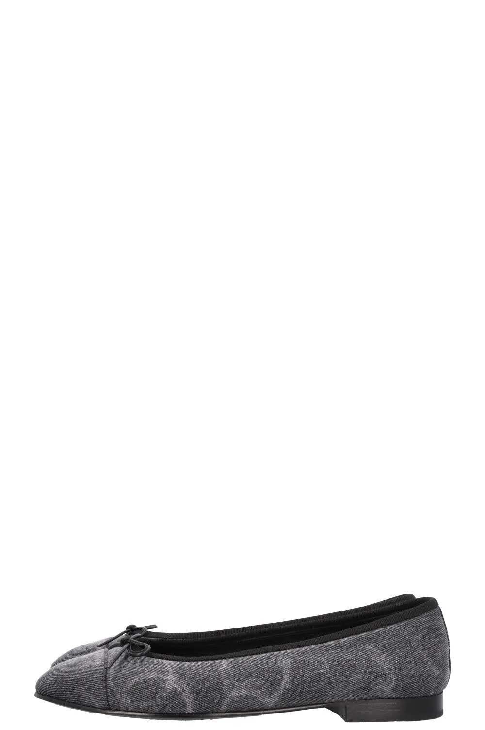 CHANEL Classic Ballet Flats Denim Grey