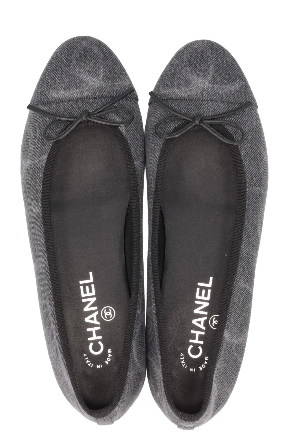 CHANEL Classic Ballet Flats Denim Grey