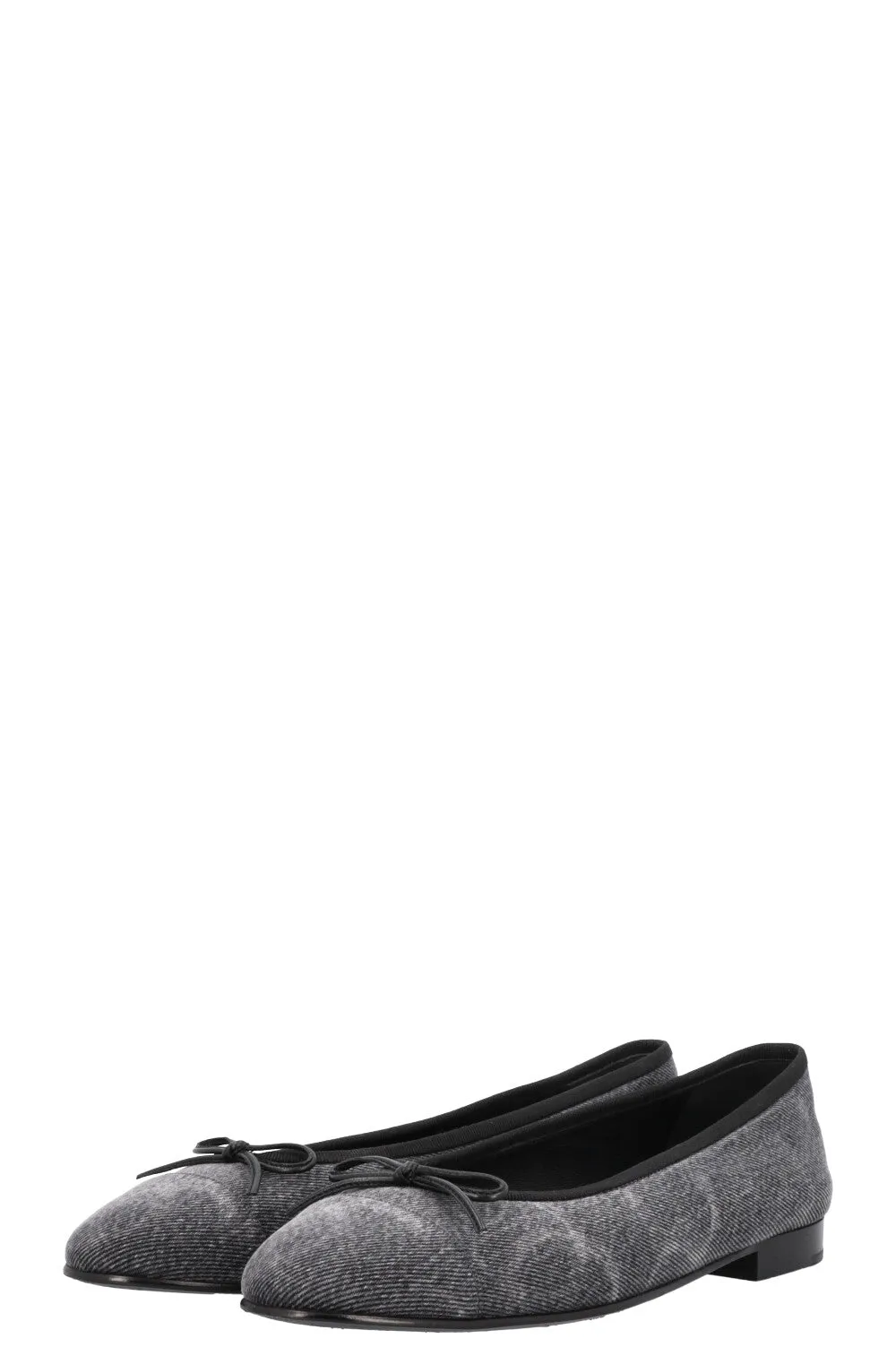 CHANEL Classic Ballet Flats Denim Grey