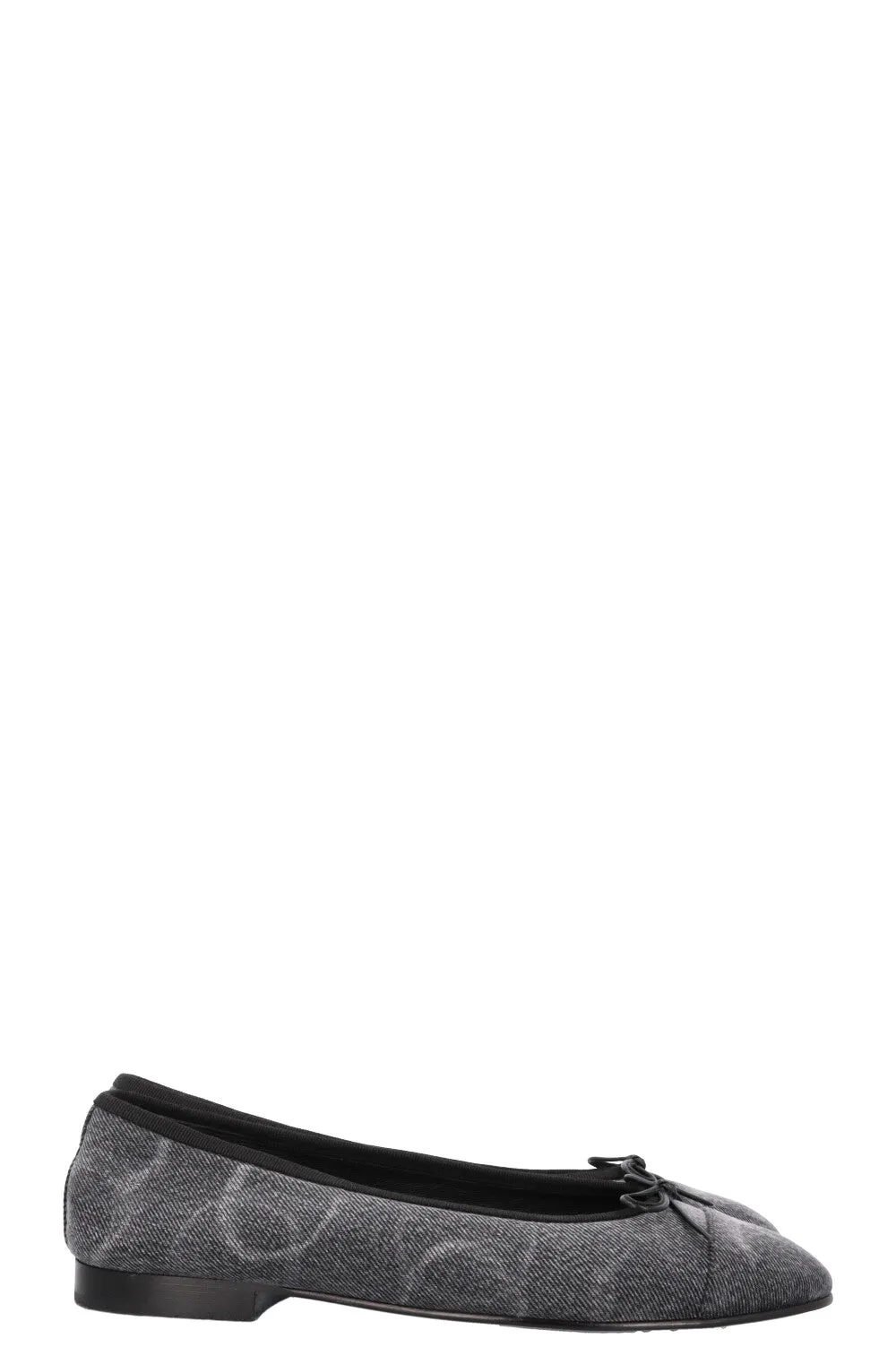 CHANEL Classic Ballet Flats Denim Grey