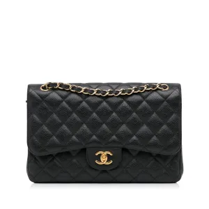 Chanel Classic Double Flap Jumbo Black Caviar Gold