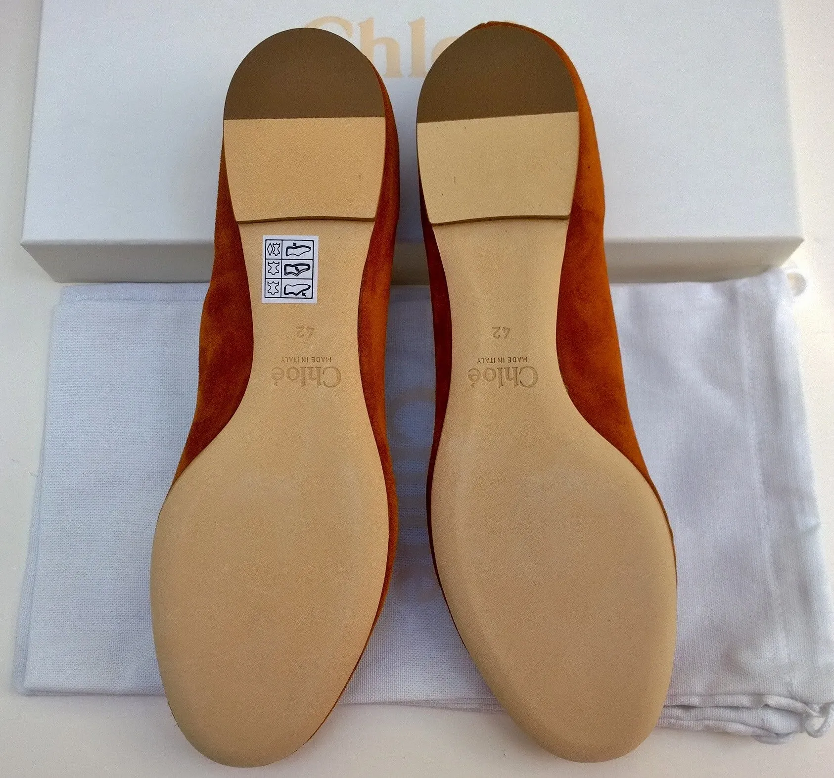 Chloé Lauren Western Flats with Gold Studs in Warm Brown Ochre Delight Suede Shoes