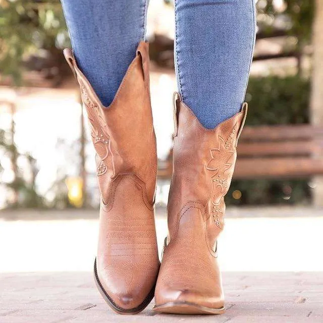 Classic Embroidered Western Cowgirl Boots