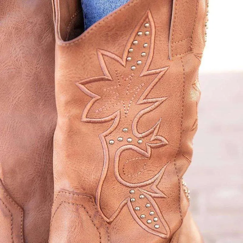 Classic Embroidered Western Cowgirl Boots
