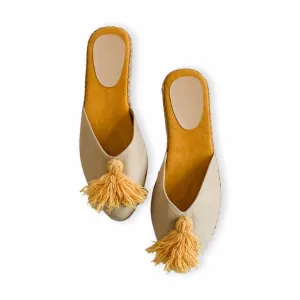 DAHLIA Mustard Tassel Abaca Mules