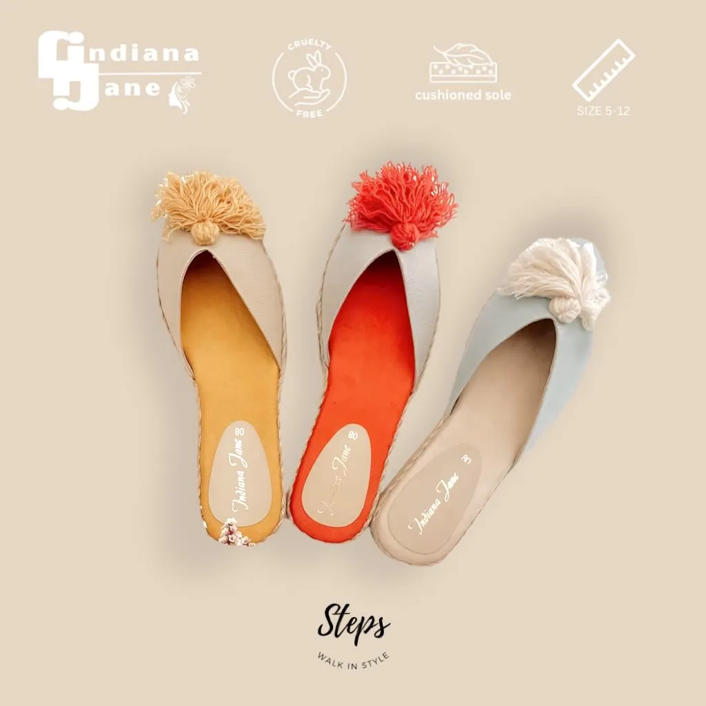 DAHLIA Mustard Tassel Abaca Mules