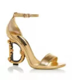 DOLCE & GABBANA Gold Almond Toe Sculpted Heel Sandals