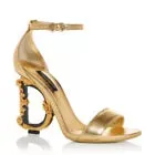 DOLCE & GABBANA Gold Almond Toe Sculpted Heel Sandals