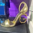 DOLCE & GABBANA Gold Almond Toe Sculpted Heel Sandals
