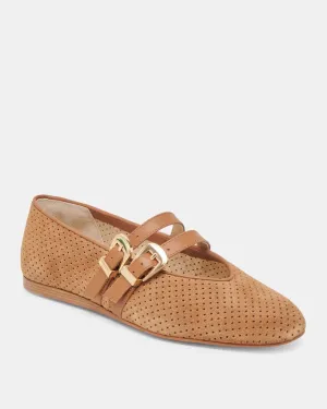 Dolce Vita Baylee Flat - Pecan Perforated Suede - FINAL SALE