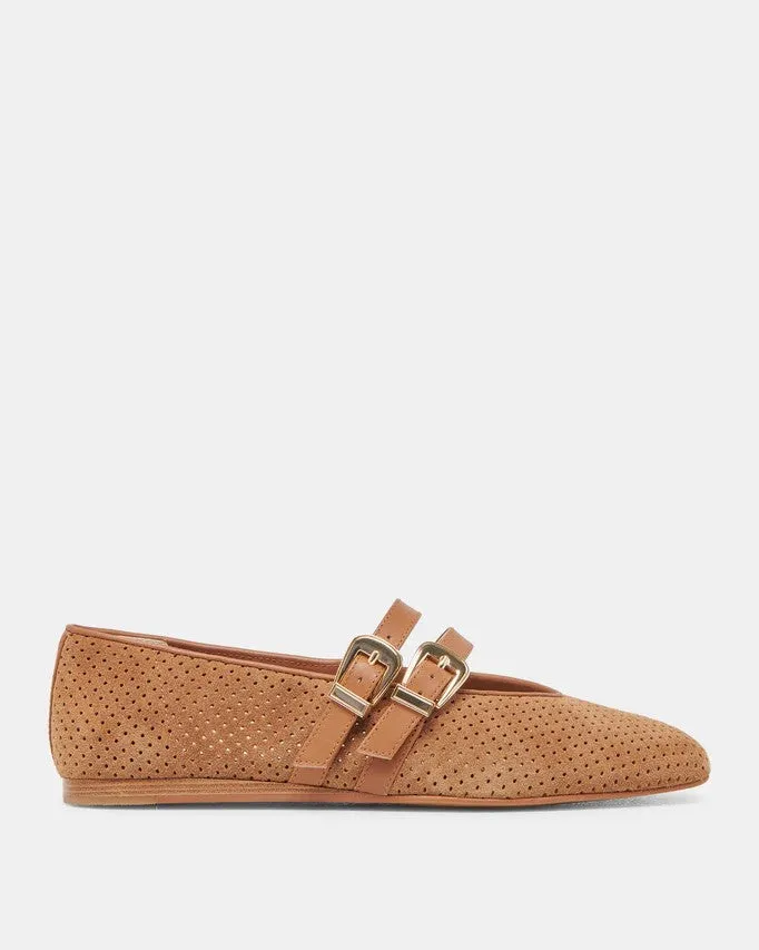 Dolce Vita Baylee Flat - Pecan Perforated Suede - FINAL SALE