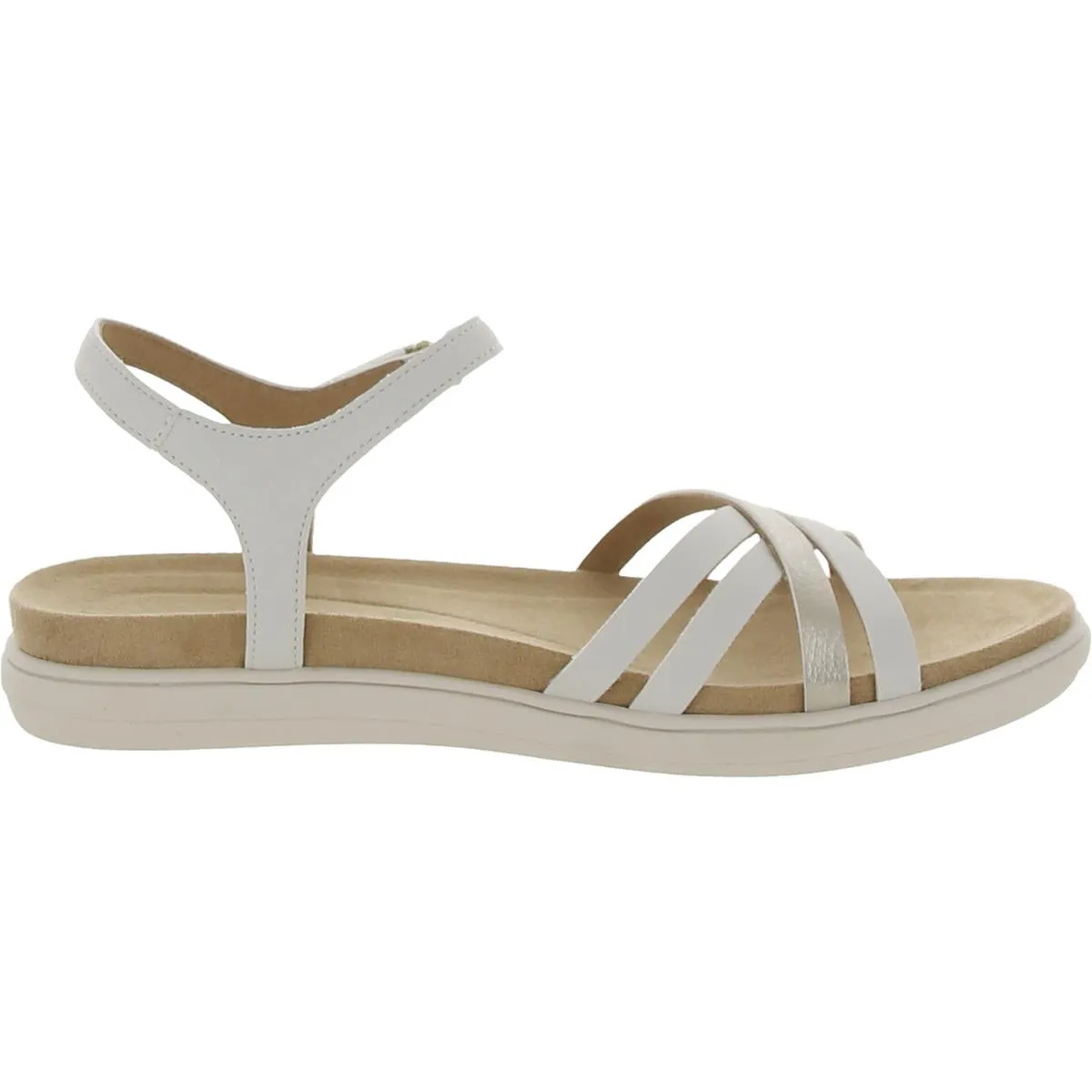Easy Spirit Womens Dottle 3 Faux Leather Round Toe Wedge Sandals