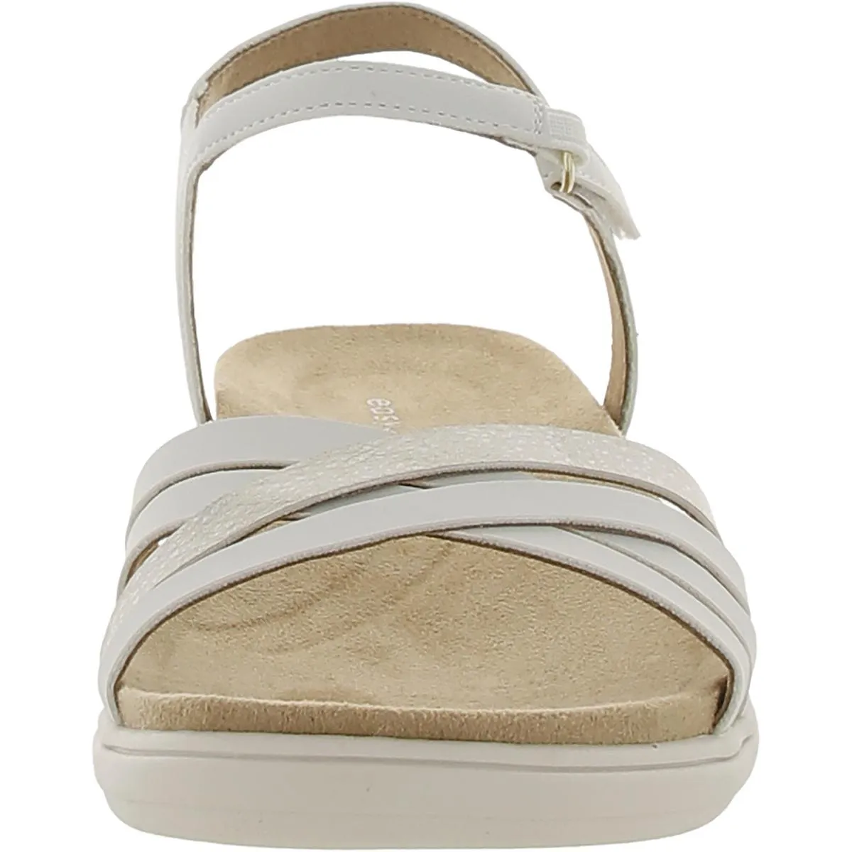 Easy Spirit Womens Dottle 3 Faux Leather Round Toe Wedge Sandals