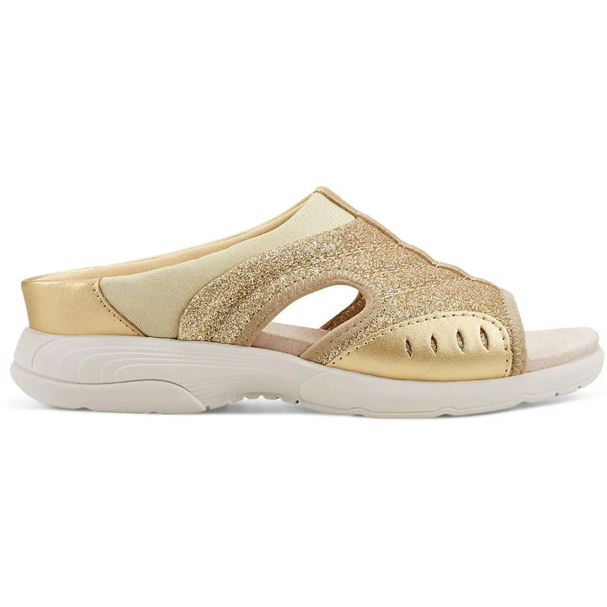 Easy Spirit Womens Traciee 3 Metallic Glitter Slide Sandals