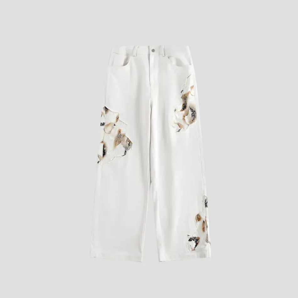Edgy Fashion Distressed White Jeans