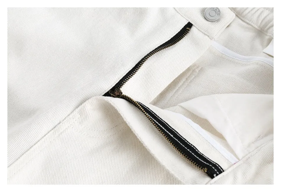 Edgy Fashion Distressed White Jeans