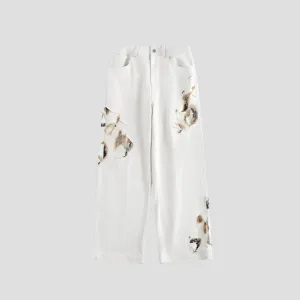 Edgy Fashion Distressed White Jeans