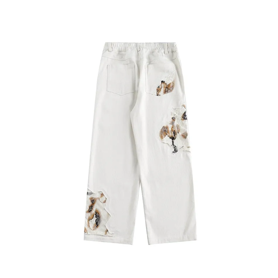 Edgy Fashion Distressed White Jeans