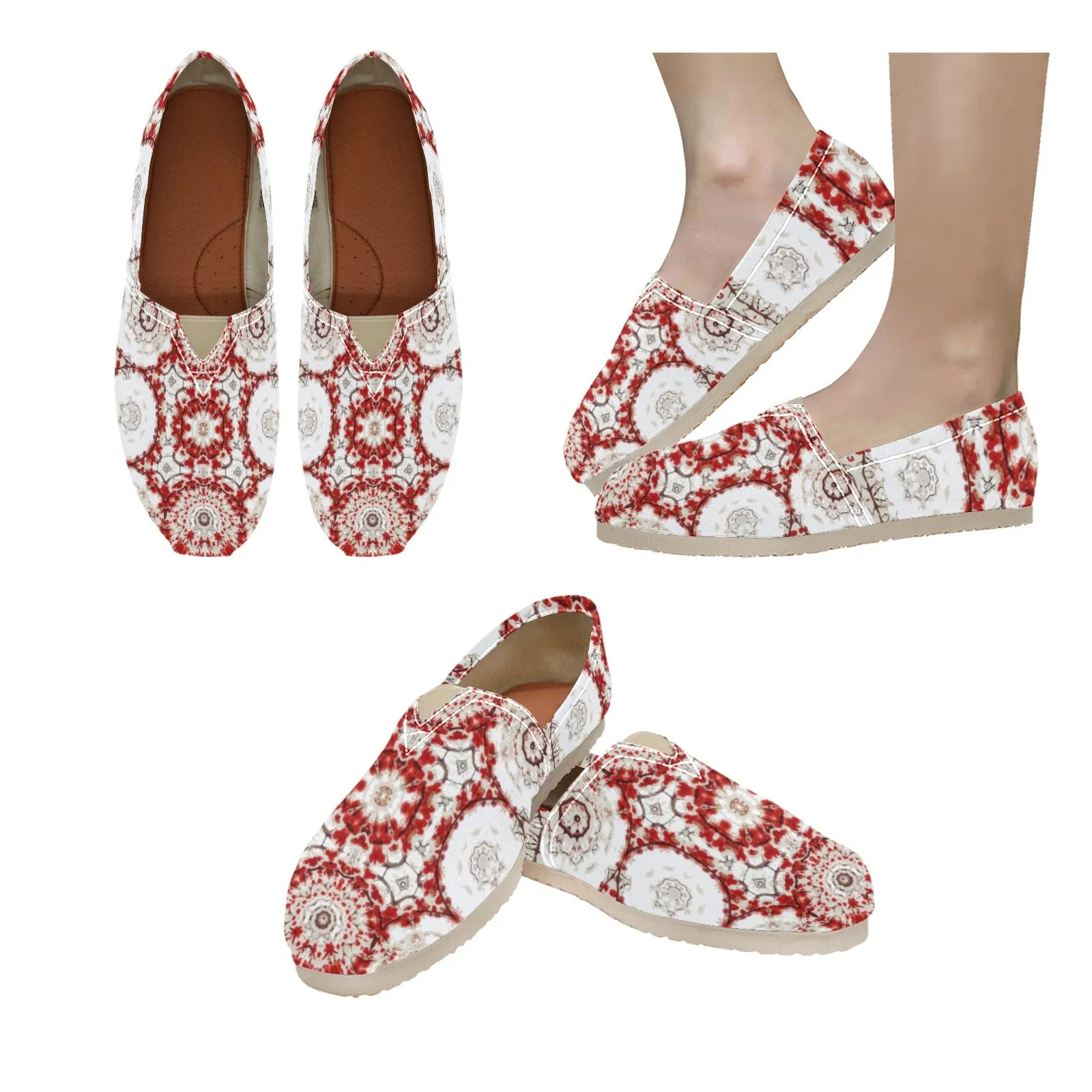 Espadrilles Canvas Frosty Buffalo Berries Red and White