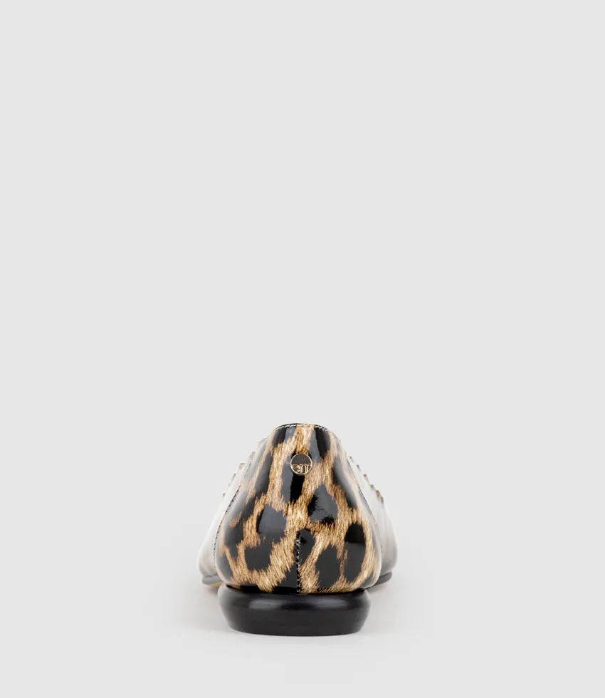 FARA Scalloped Ballet Flat in Leopard Patent