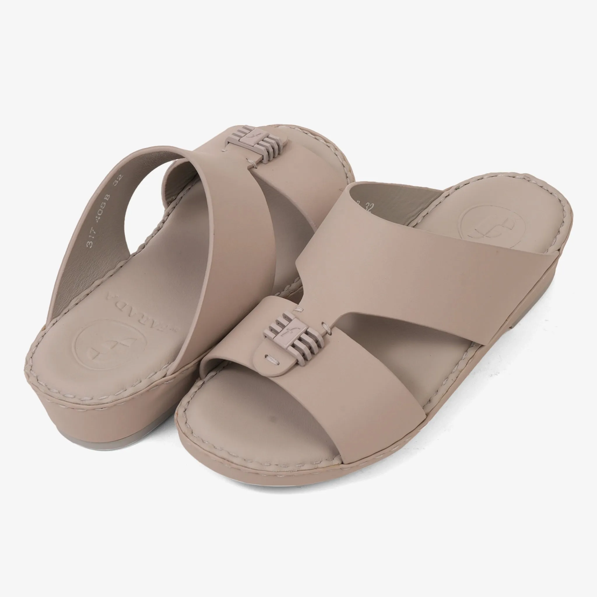 FARADA KIDS SLIDE WITH TEXTURED BUCKLE SANDALS WARM GREY