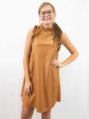 Faux Leather Ruffle Dress