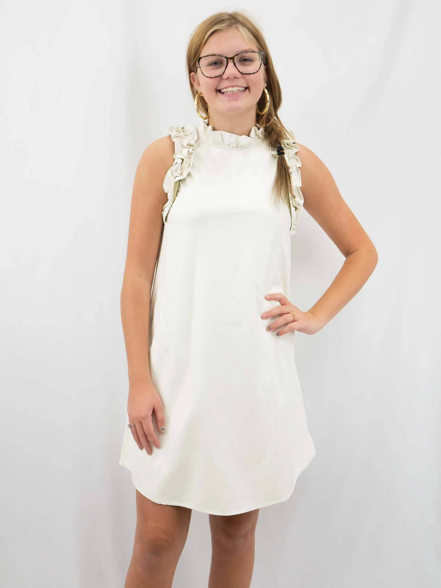 Faux Leather Ruffle Dress