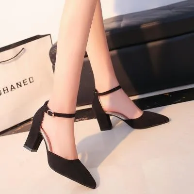 Flock pointed high heels