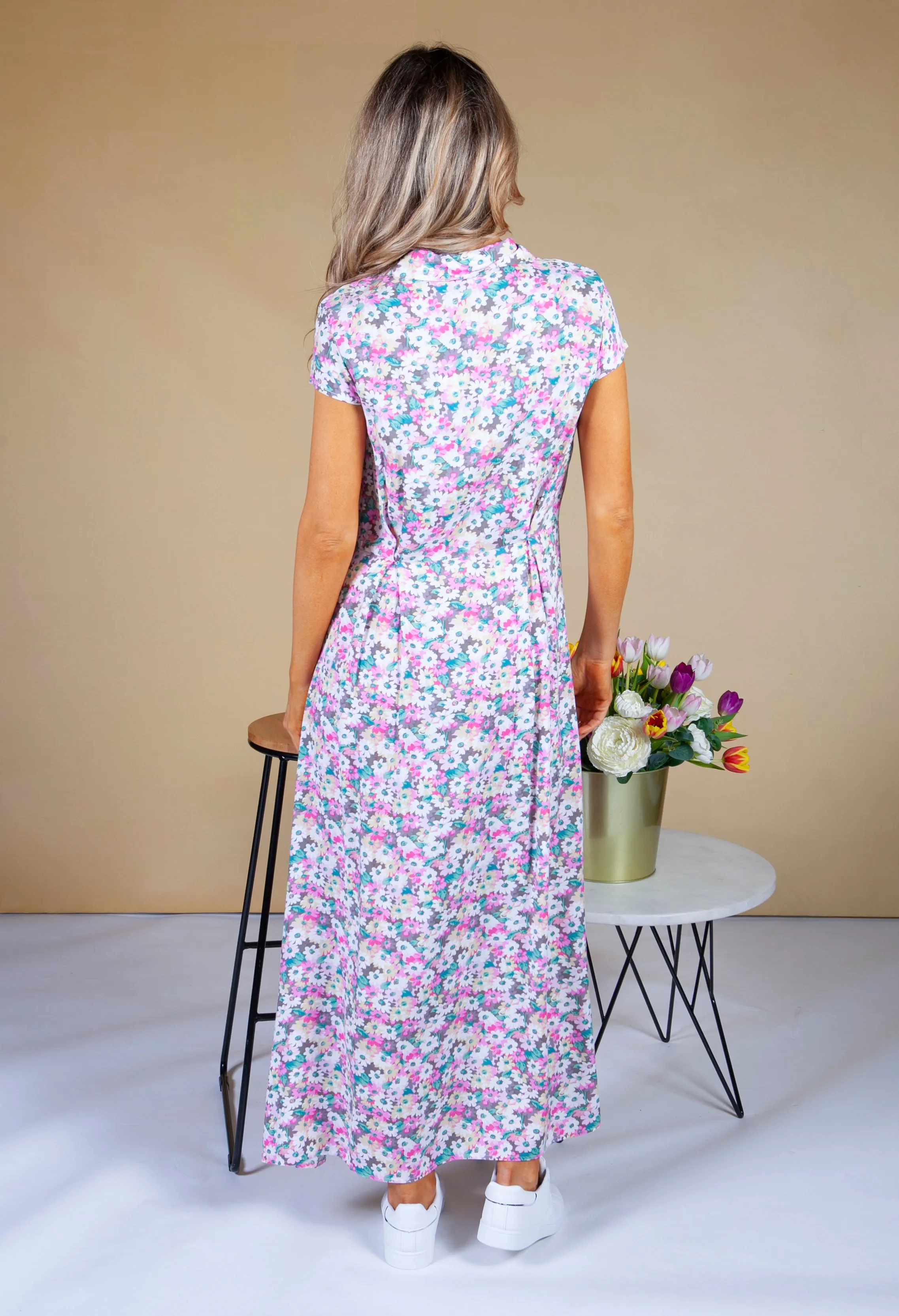 flower print shirt dress in lilac