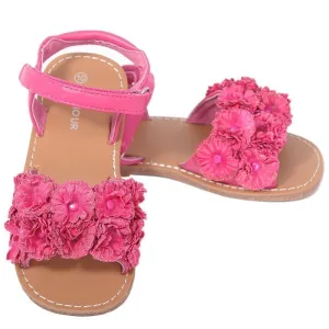 Fuchsia Sparkle Flower Summer Sandal Toddler Girl 5-10