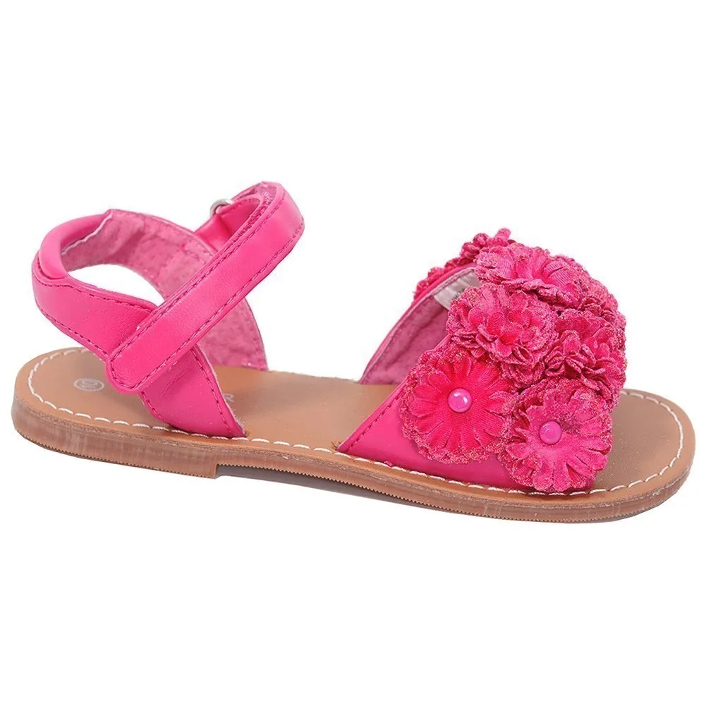 Fuchsia Sparkle Flower Summer Sandal Toddler Girl 5-10